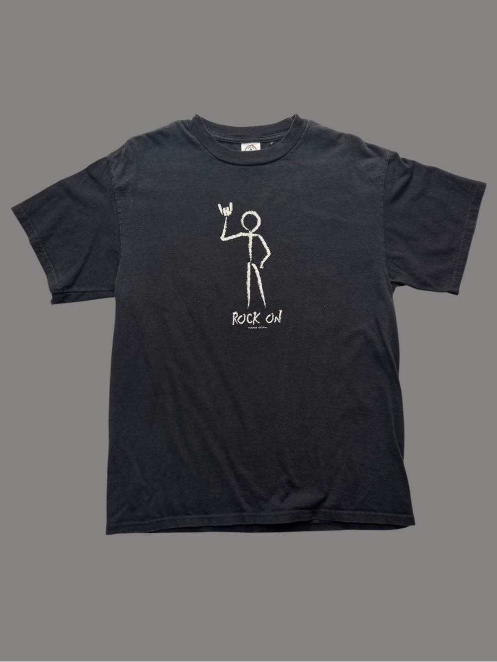 Vintage Y2K Rock On Stick Man Graphic Tee